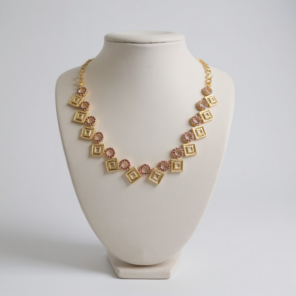 Gold Plated Necklace with Ruby Stone