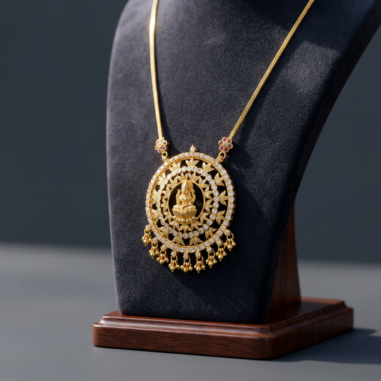 Aiswarya Mahalakshmi Zircon Mandala Gold Statement Necklace