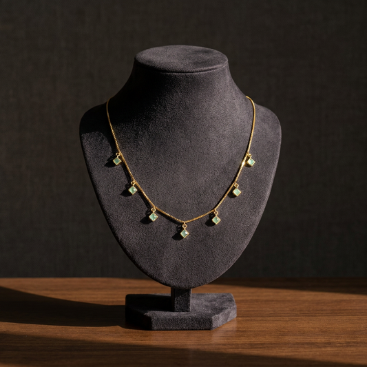Harini Mint Green Geometric Gold Necklace
