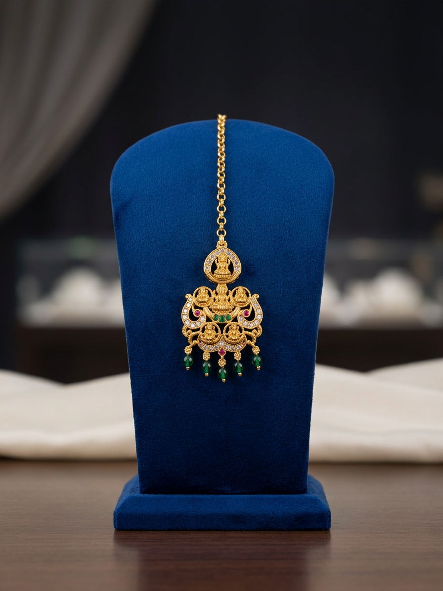 Antique Gold Multi-Lakshmi Temple Maang Tikka