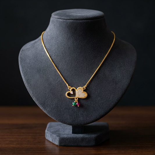 Hridaya Interlocking Heart Pavé  Gold Necklace