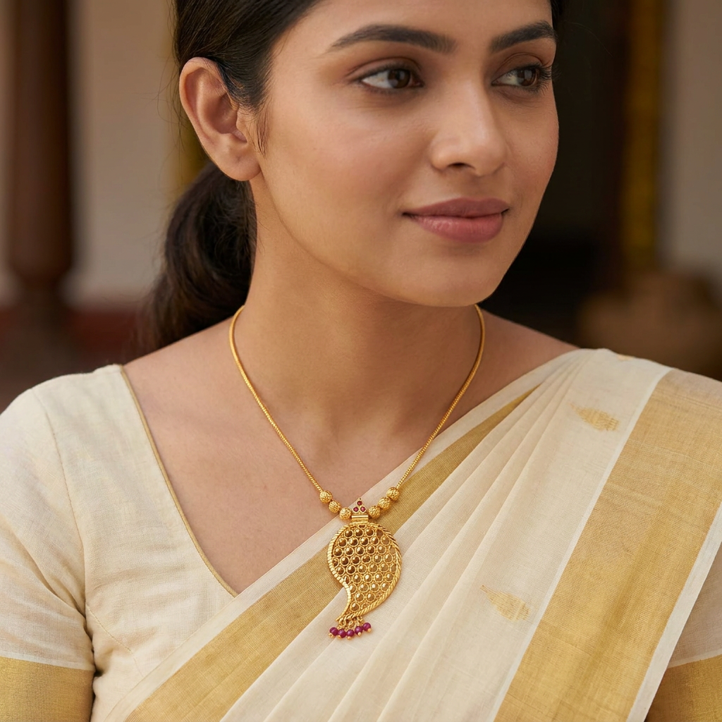 Swarna Manga Filigree Gold Pendant Necklace