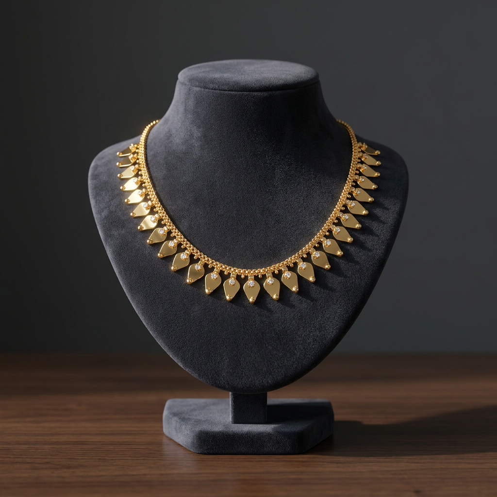 Chandrika White Zircon Shield  Gold Collar Necklace