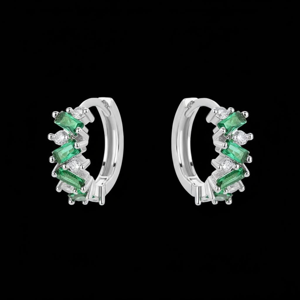 Contemporary Gold Plated Green Zirconia Crystal Earrings