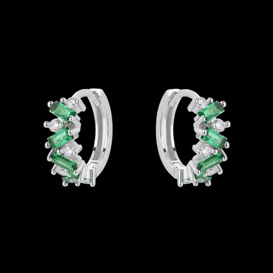 Contemporary Gold Plated Green Zirconia Crystal Earrings