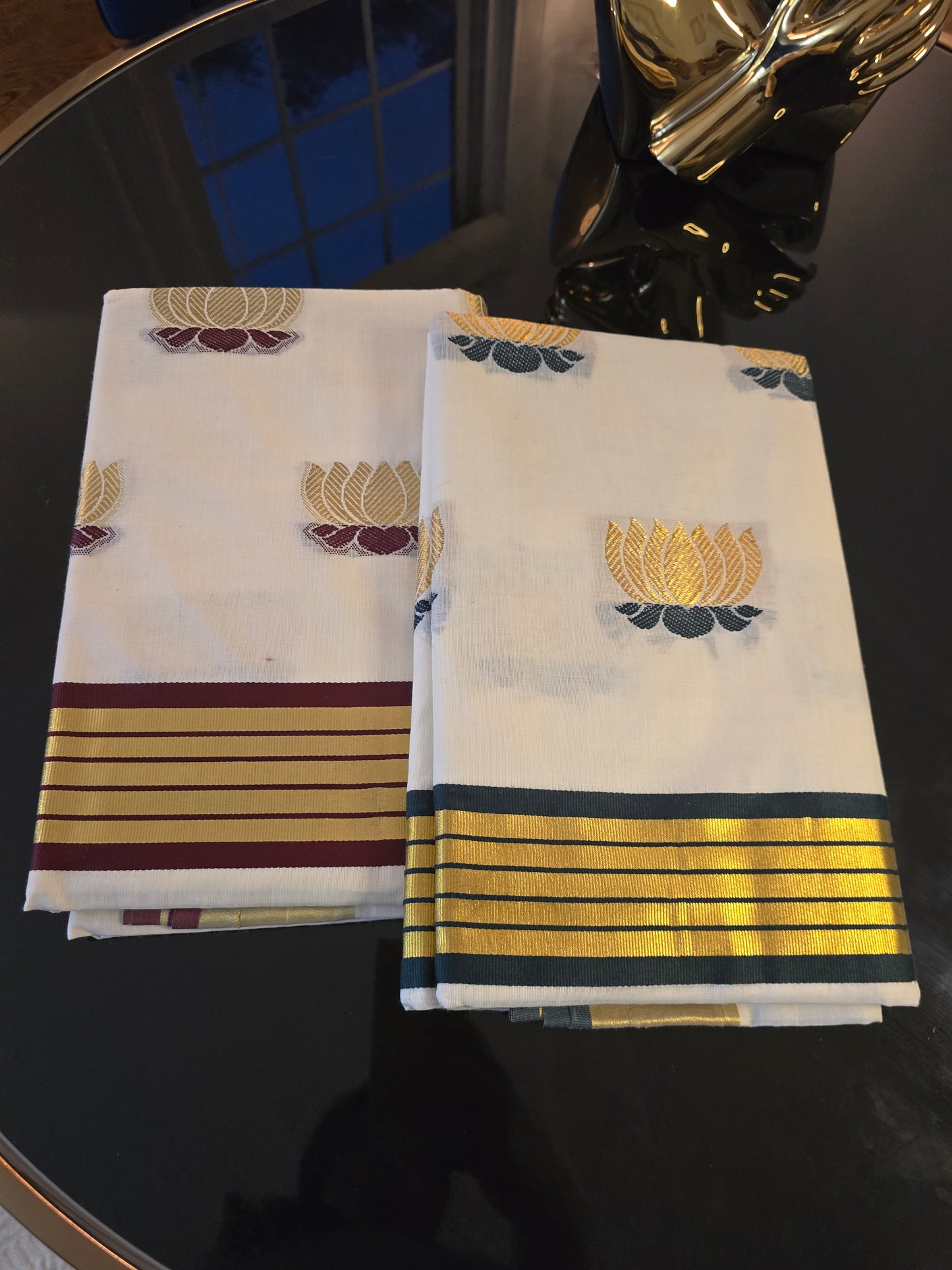 Lotus Design Kerala Kasavu Saree