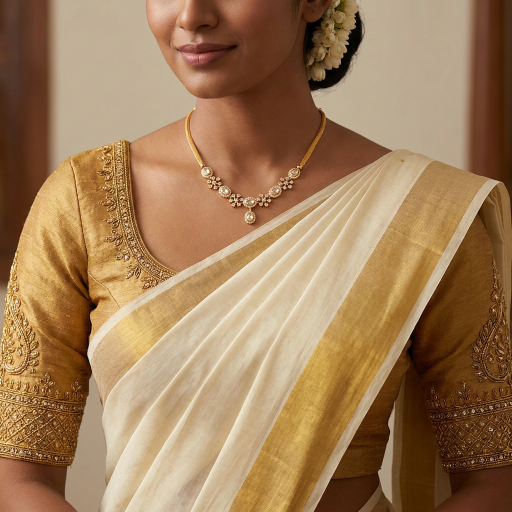 Traditional White Polki & AD Studded Floral Choker Necklace