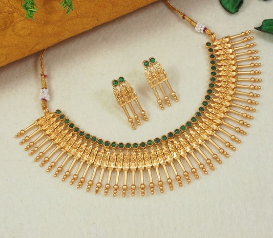 Emarald Tassel Necklace Set