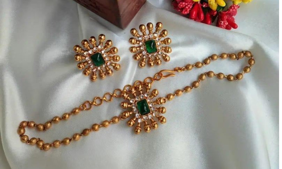 Golden Beads and Crystal Style Necklace Set