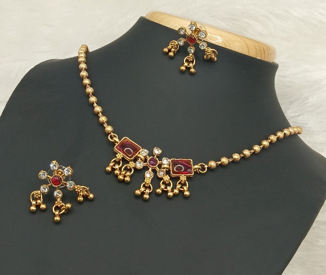 Golden Beads Necklace Set