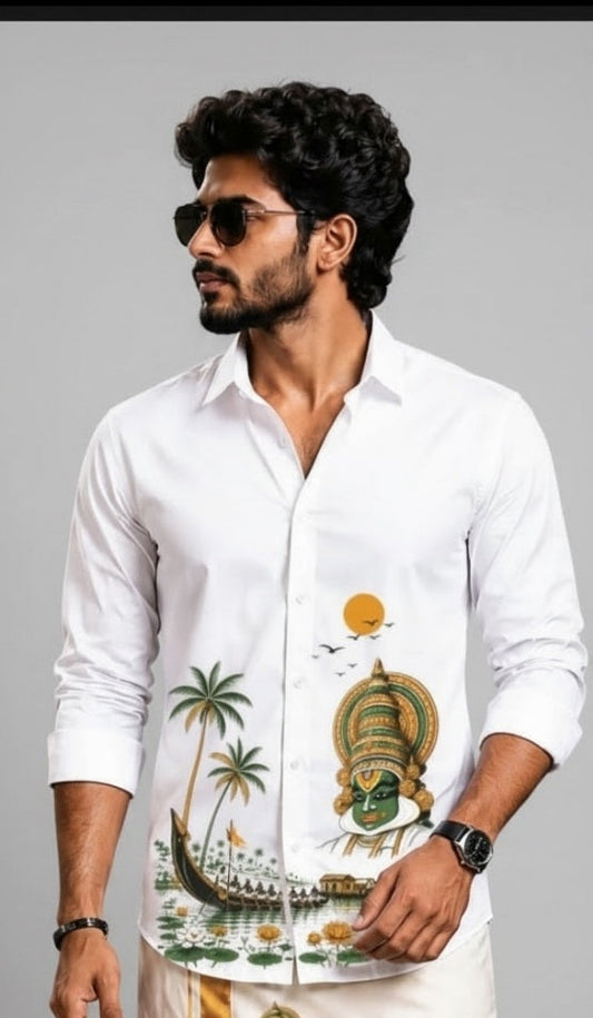 Kathakali Heritage White Shirt