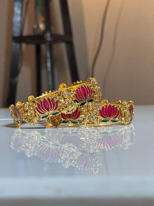 Lotus Lakshmi Bangles set of 2 (Red)