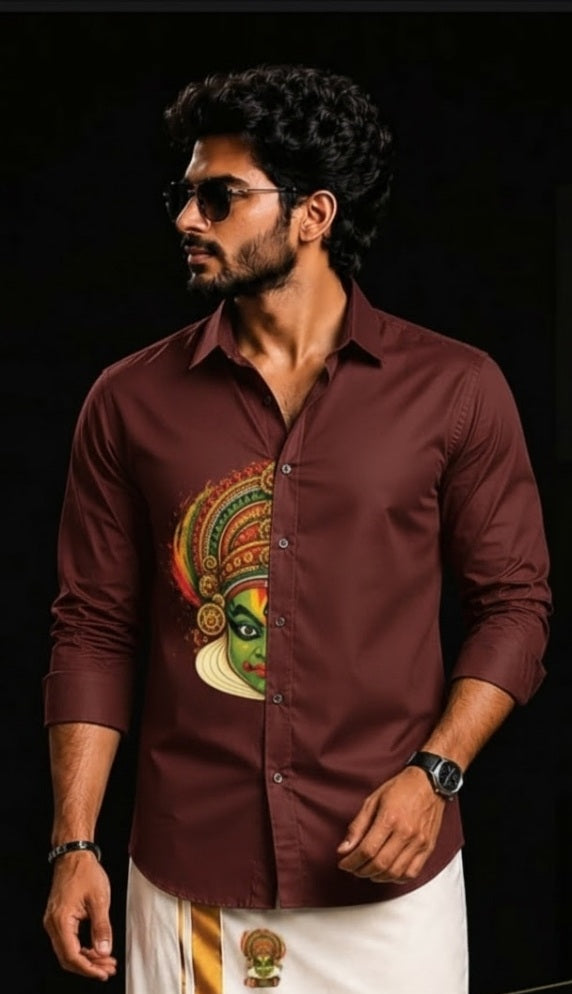 Kathakali Heritage Maroon Shirt