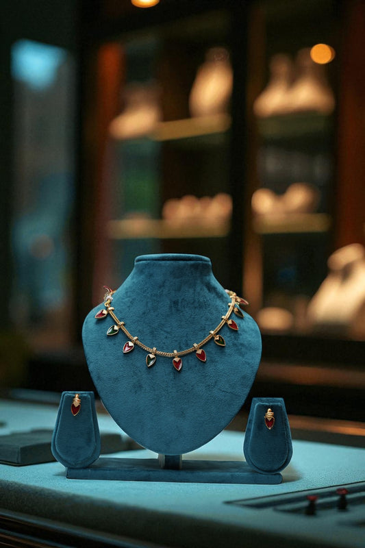 Red and Green Palaka Necklace set