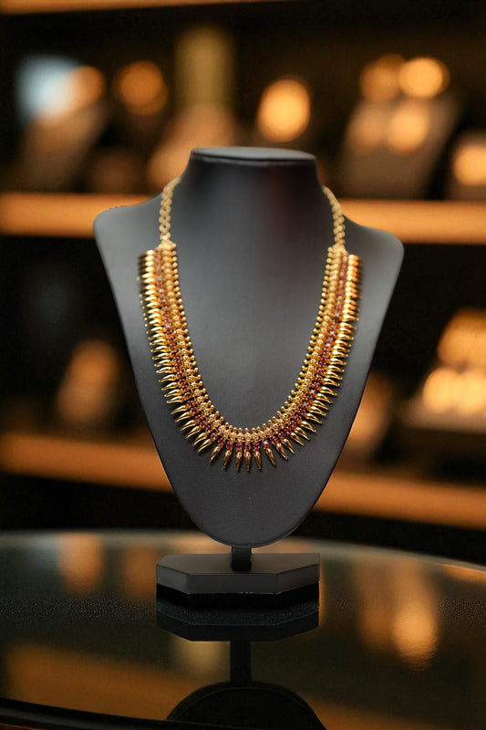 Gold Plated Mulla Muttu Mala with Ruby stones