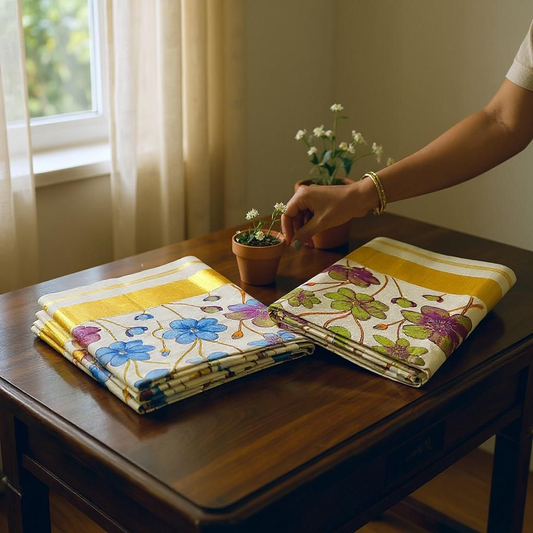 Kerala Tissue Saree with Floral Print