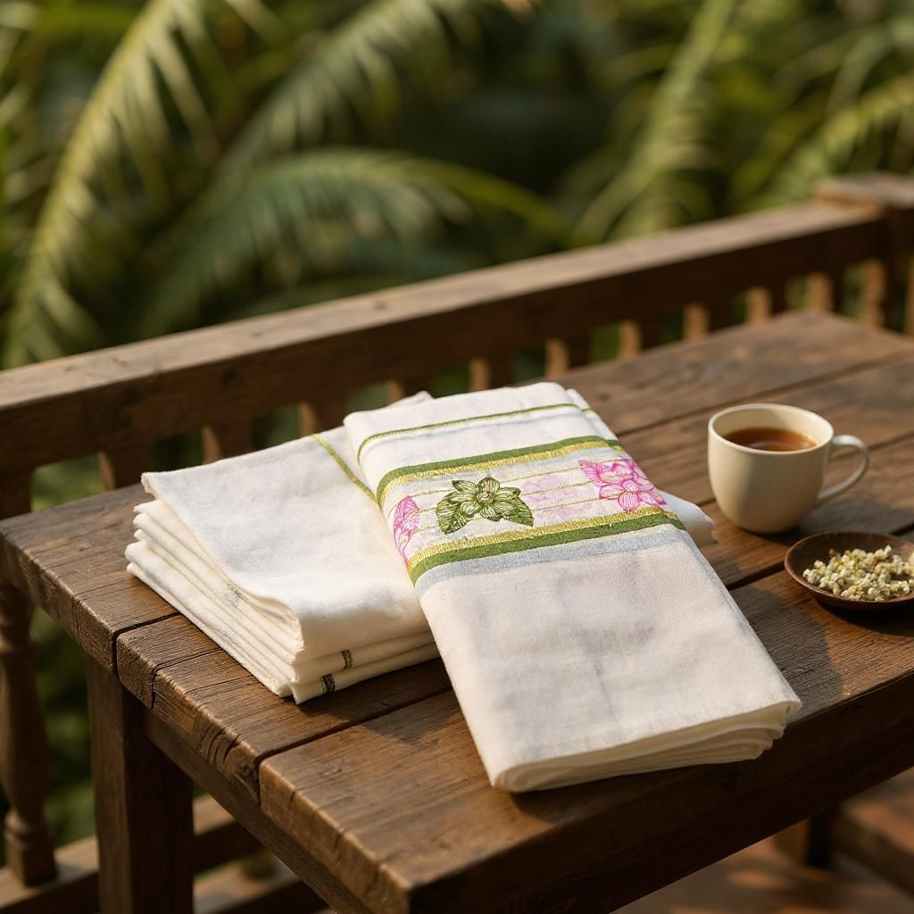 Floral Printed Kerala Set Mundu – Tradition in Bloom