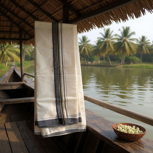 Onam Mundu with Black and Golden Boarder