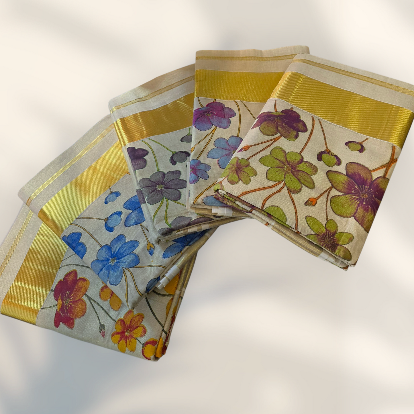 Kerala Tissue Saree with Floral Print
