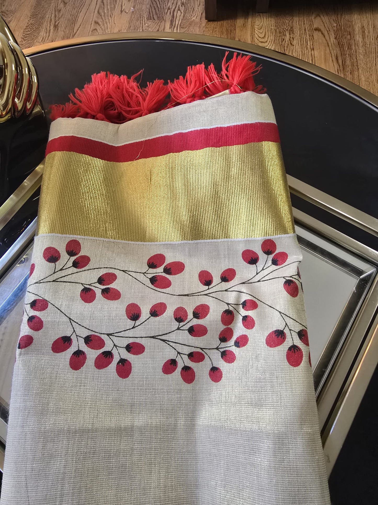 Kerala Tissue Printed Saree