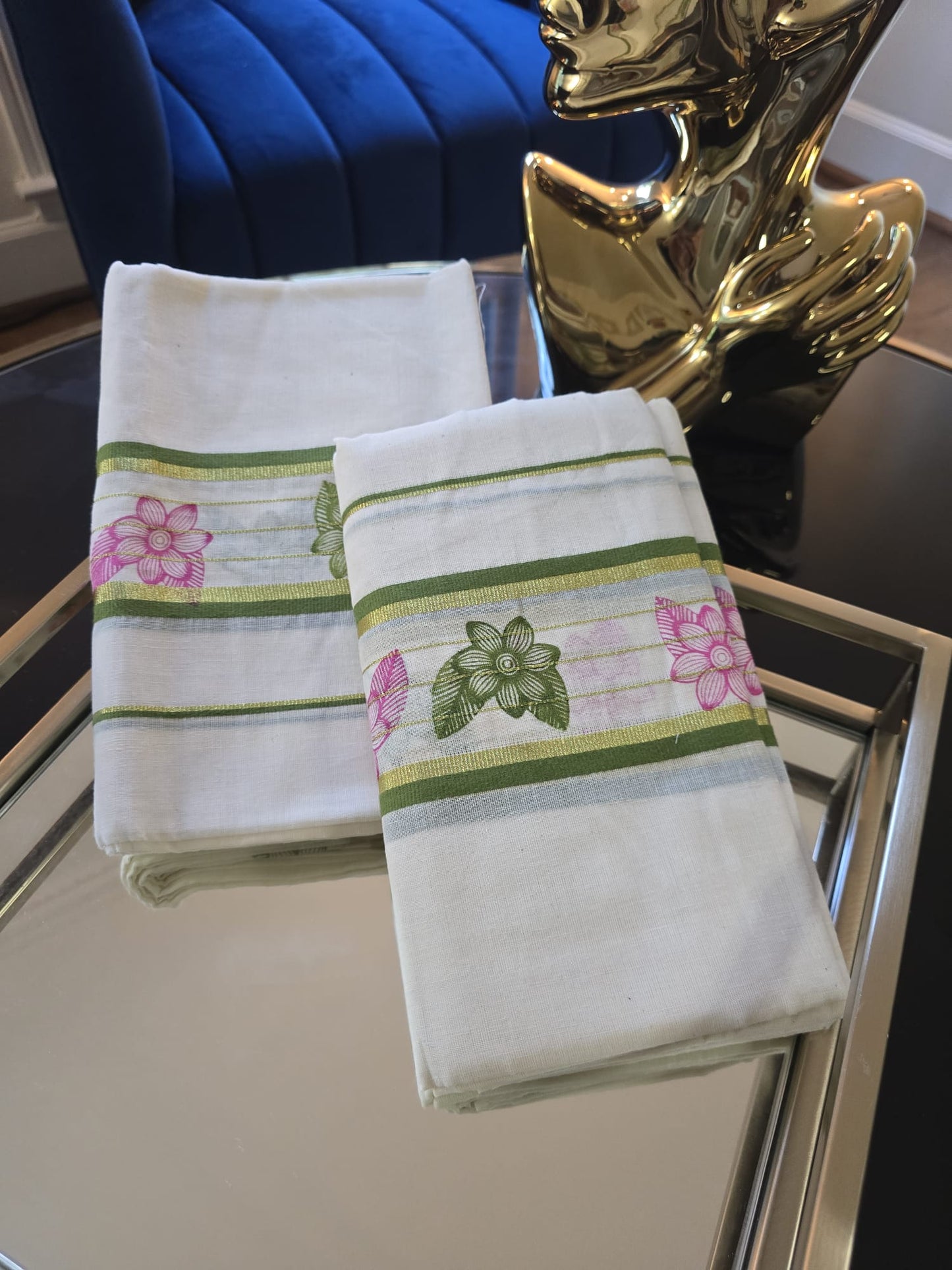 Floral Printed Kerala Set Mundu – Tradition in Bloom