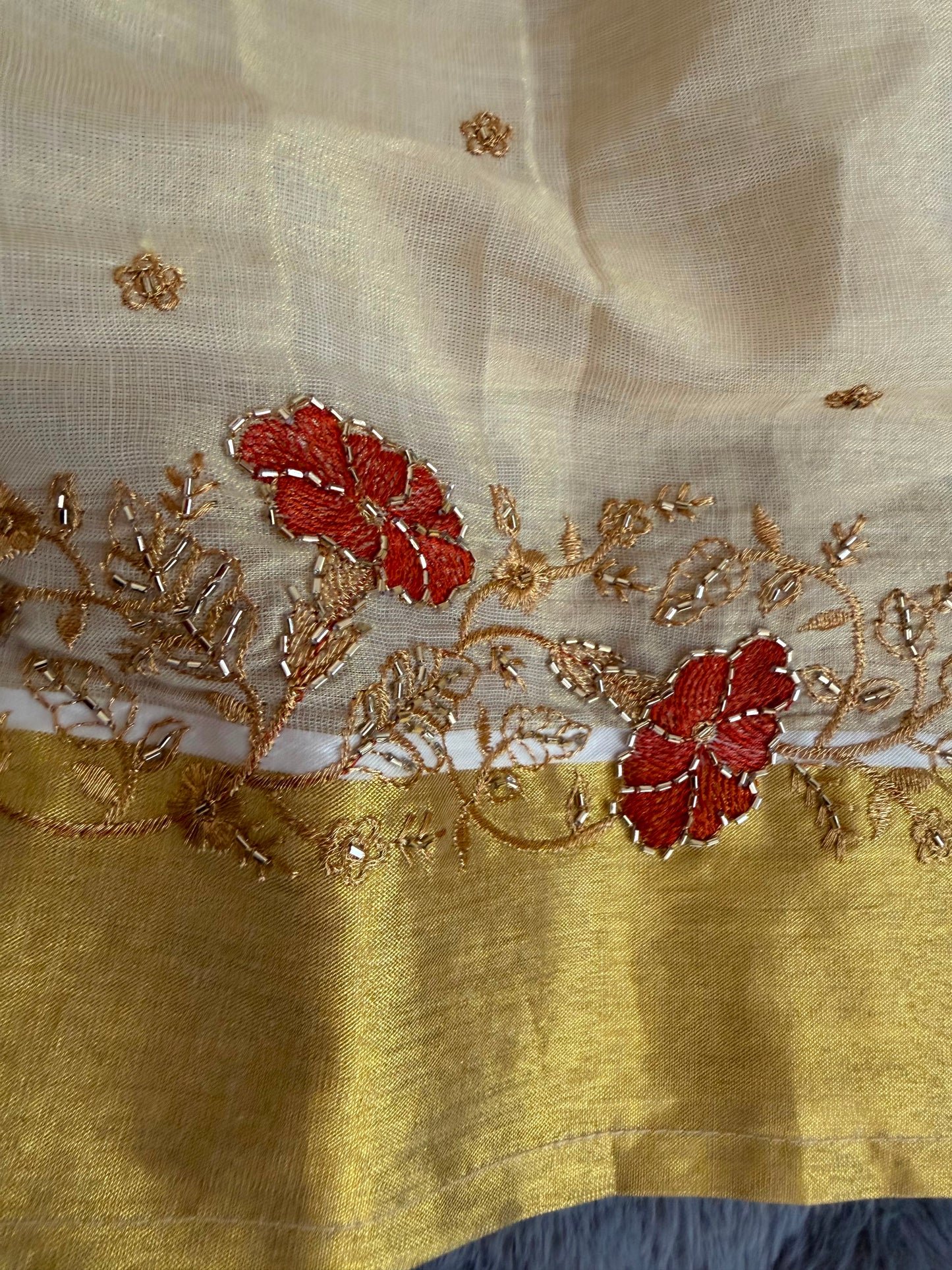 Girls' Velvet Pattu Pavadai Set – Rust & Gold