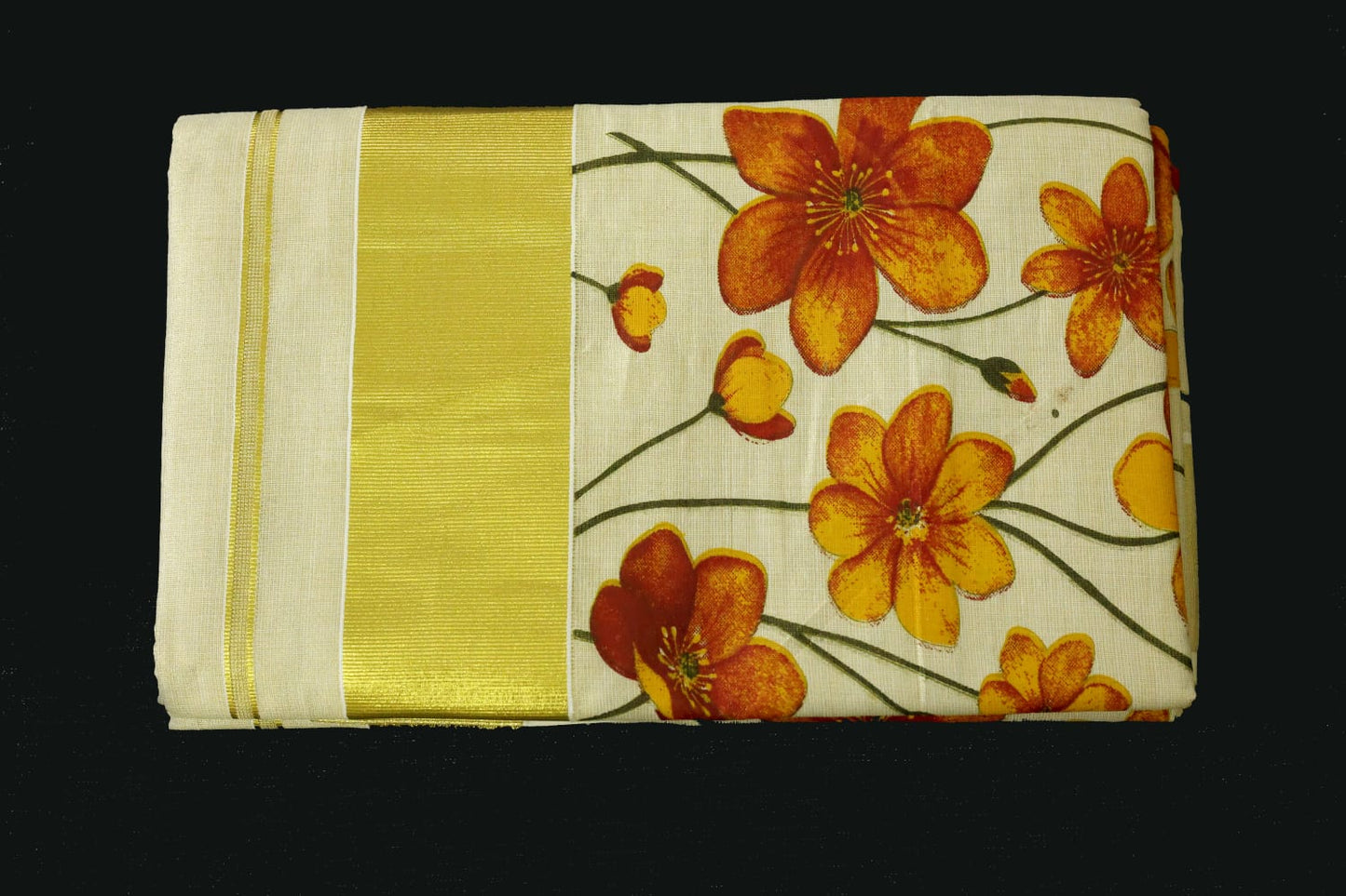Kerala Tissue Saree with Floral Print