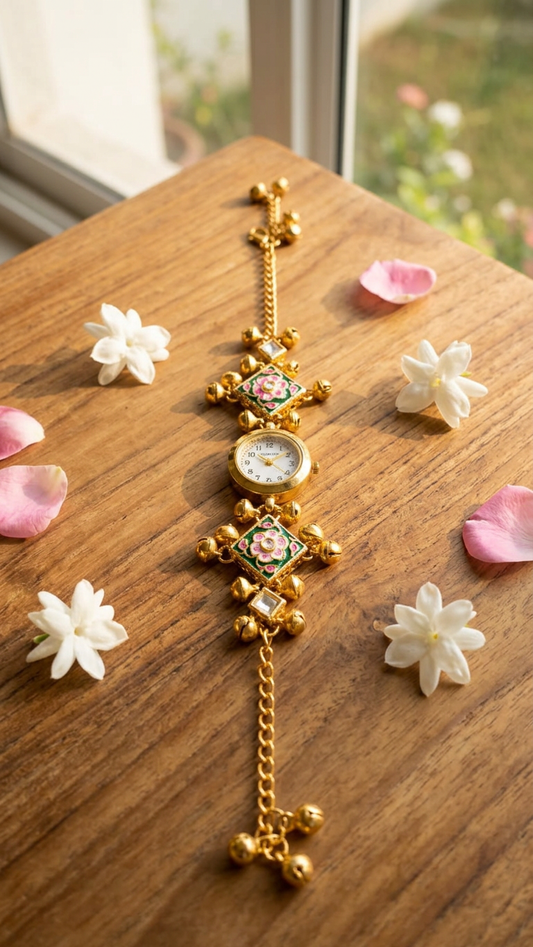 Kashmiri Kundan Jewelry Bracelet Watch