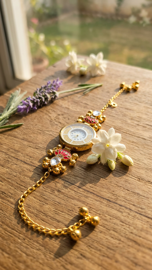 Kashmiri Kundan Jewelry Bracelet Watch