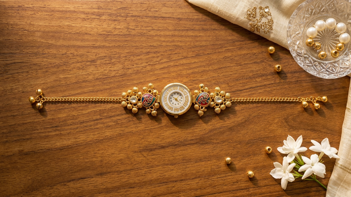 Kashmiri Kundan Jewelry Bracelet Watch