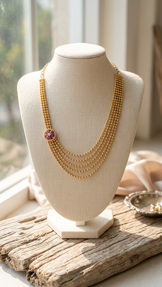 Gold Plated layered bead Necklace