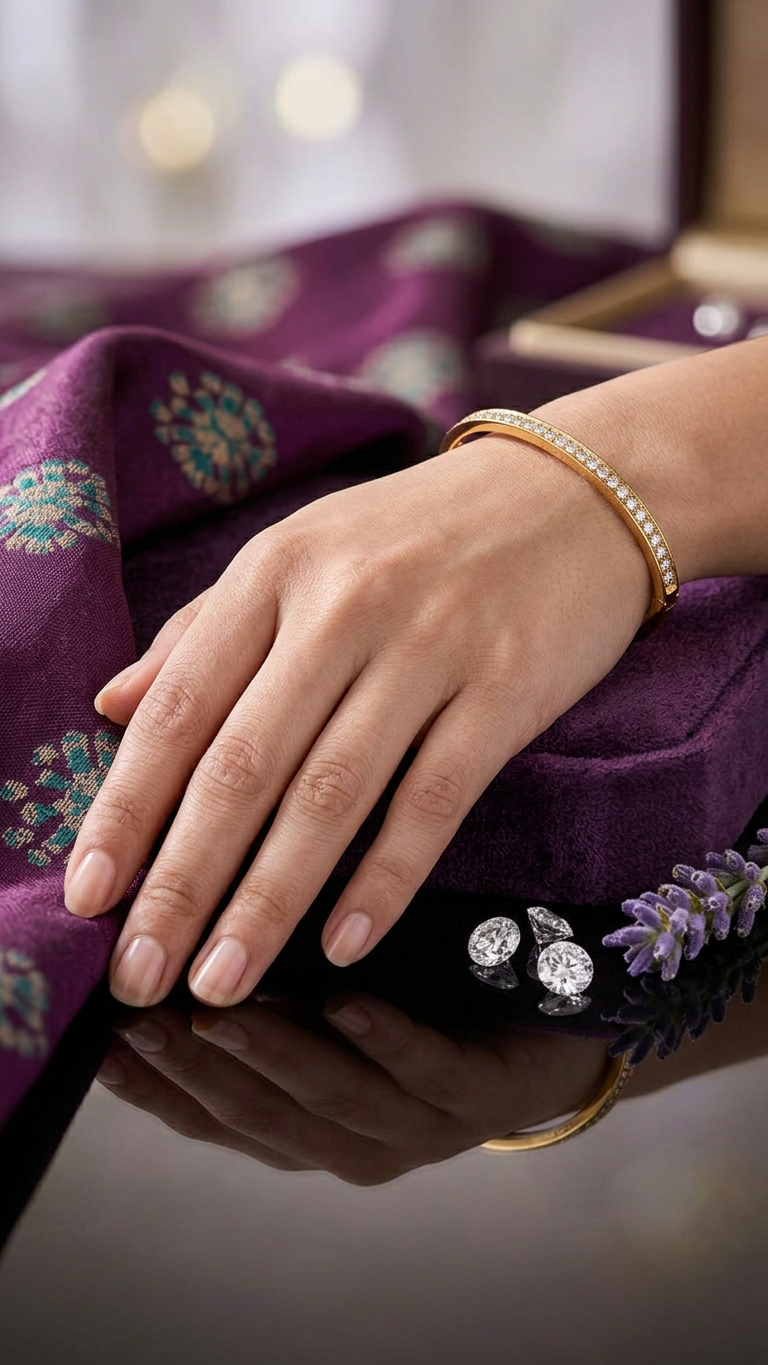 Gold Plated Stainless Steel Starry Cubic Zircon Oval Bracelet Bangle