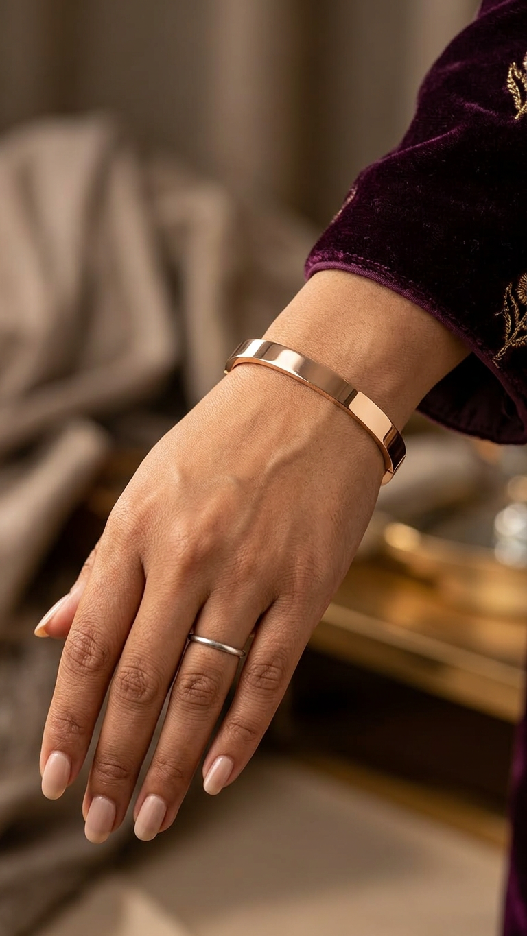 Gold Plated Stainless Steel Oval Bracelet Bangle