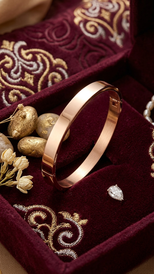 Gold Plated Stainless Steel Oval Bracelet Bangle