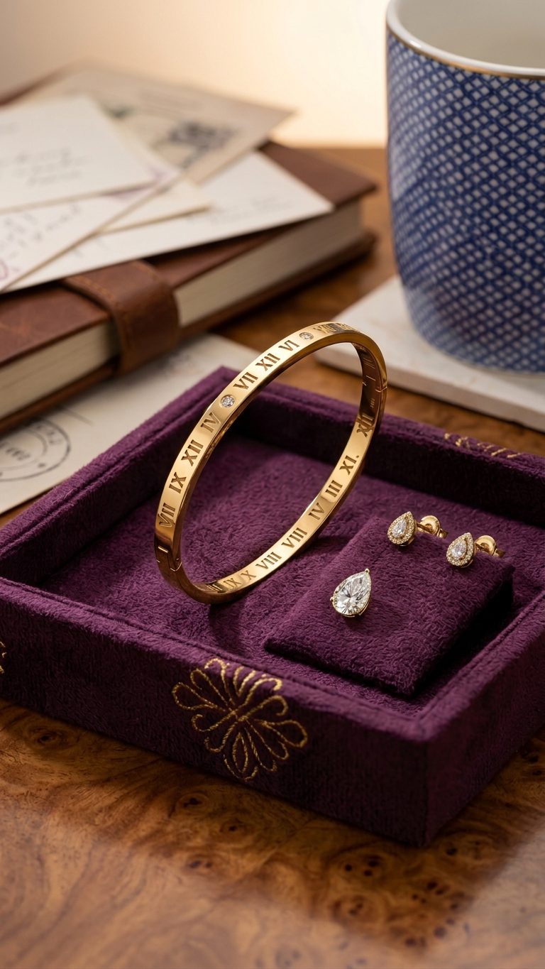 Gold Plated Stainless Steel Oval Bracelet Bangle