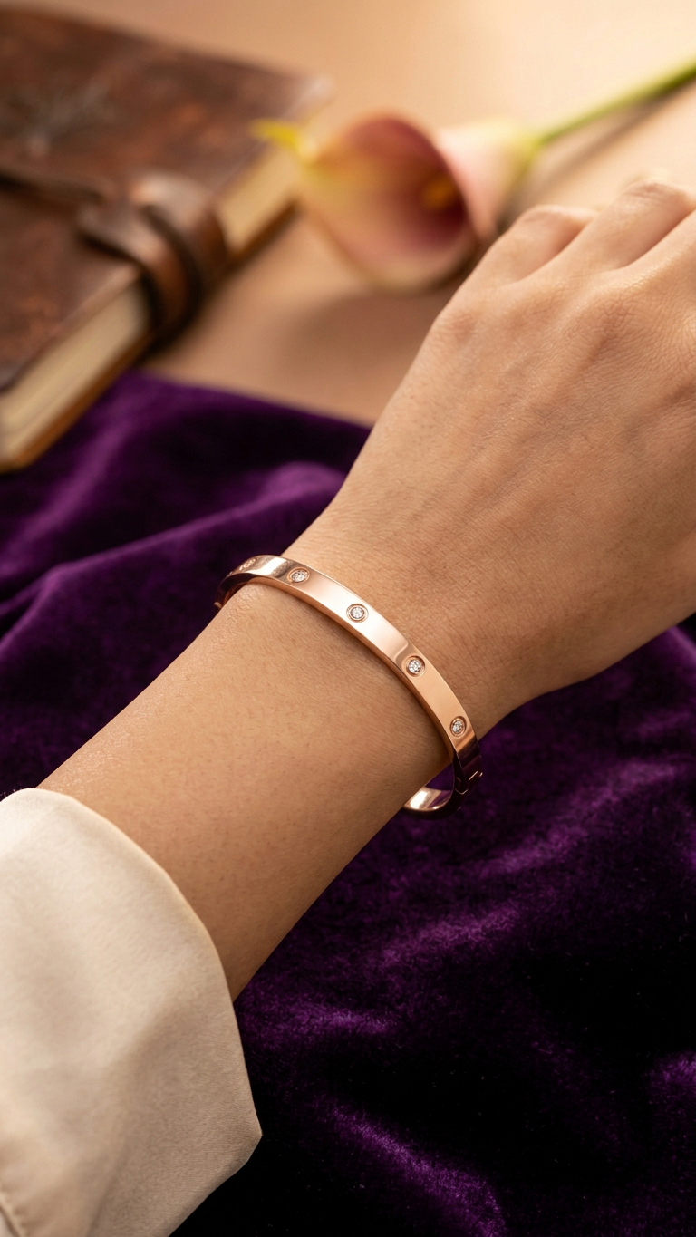 Gold Plated Stainless Steel Oval Bracelet Bangle