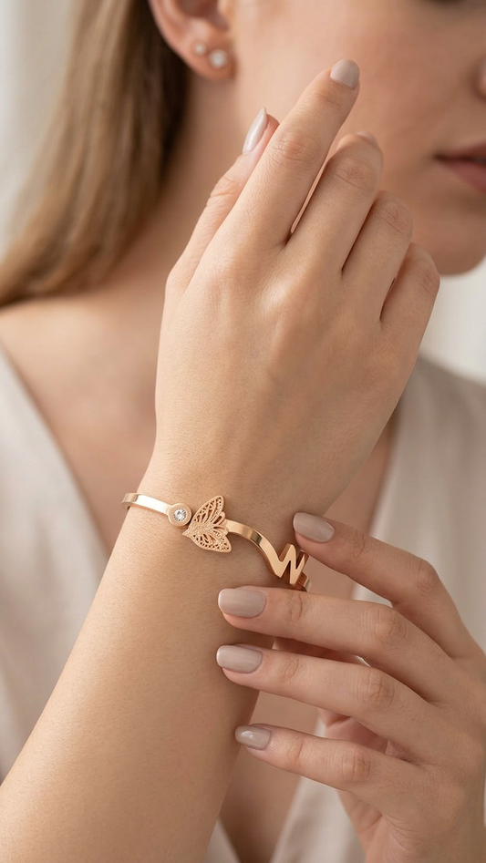Gold Plated Stainless Steel Oval Bracelet Bangle