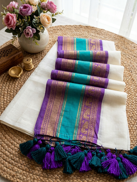 Peacock Border Kerala Mulcotton Saree