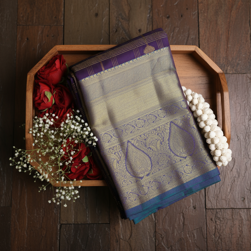 Royal Purple Pure Kanchipuram Silk Saree