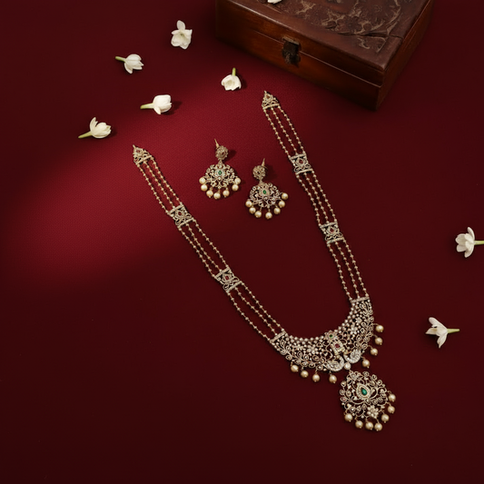 Layered Stone Long  Necklace Set