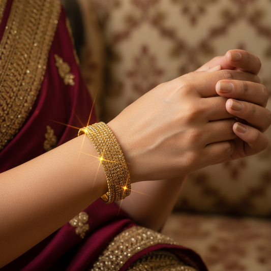 Gold  Bangles stones set of 4