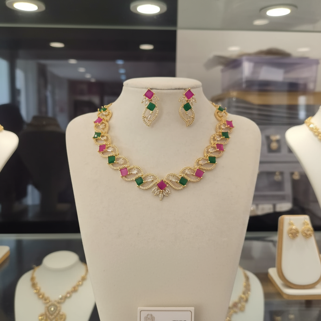 Gold Plated AD Necklace Set