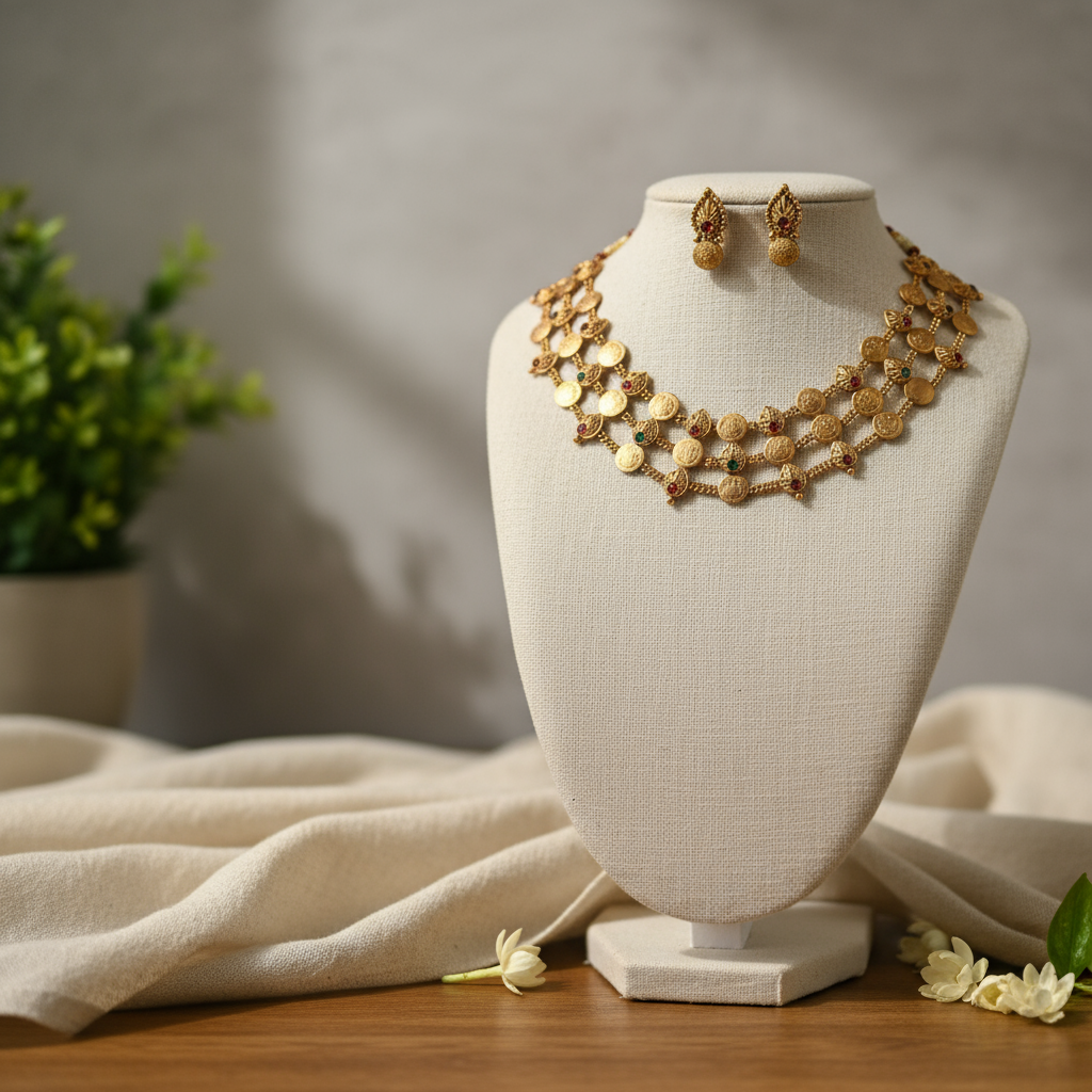 Layered Coin Kasu Necklace set