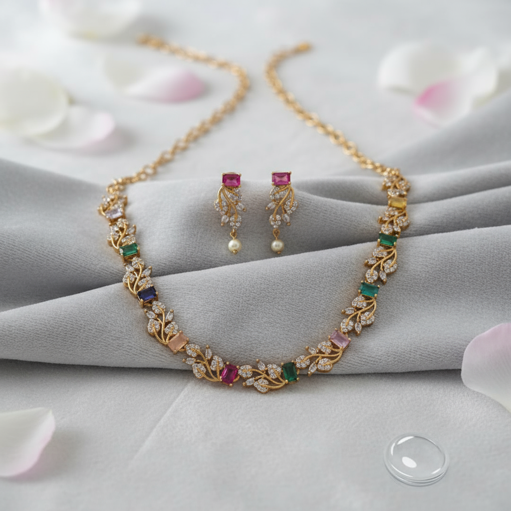 Navaratna Elegance AD Necklace