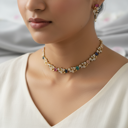 Navaratna Elegance AD Necklace