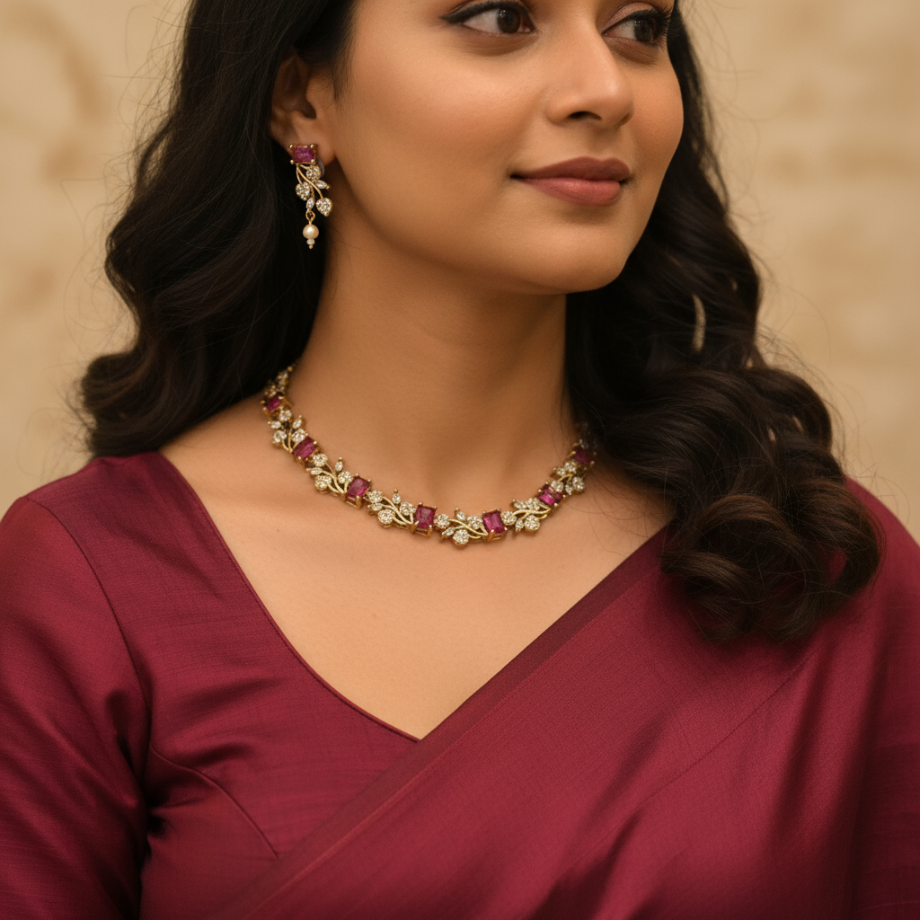 Ruby Elegance AD Necklace