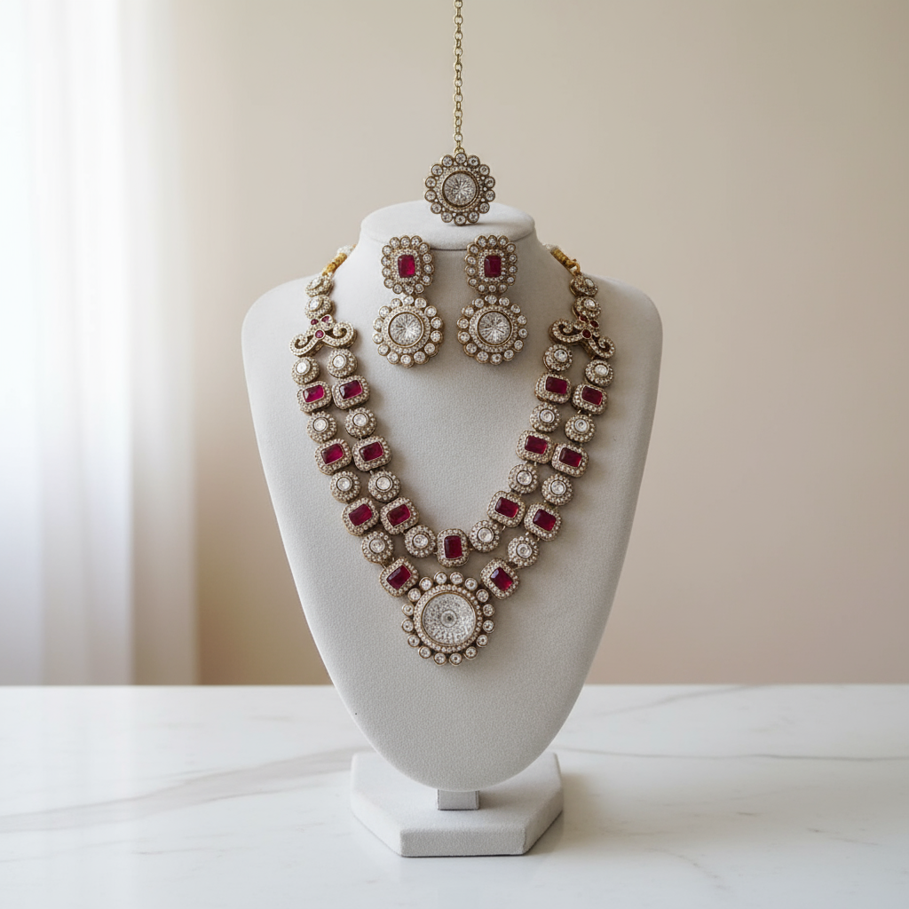 Moissanite Kundan Necklace Set