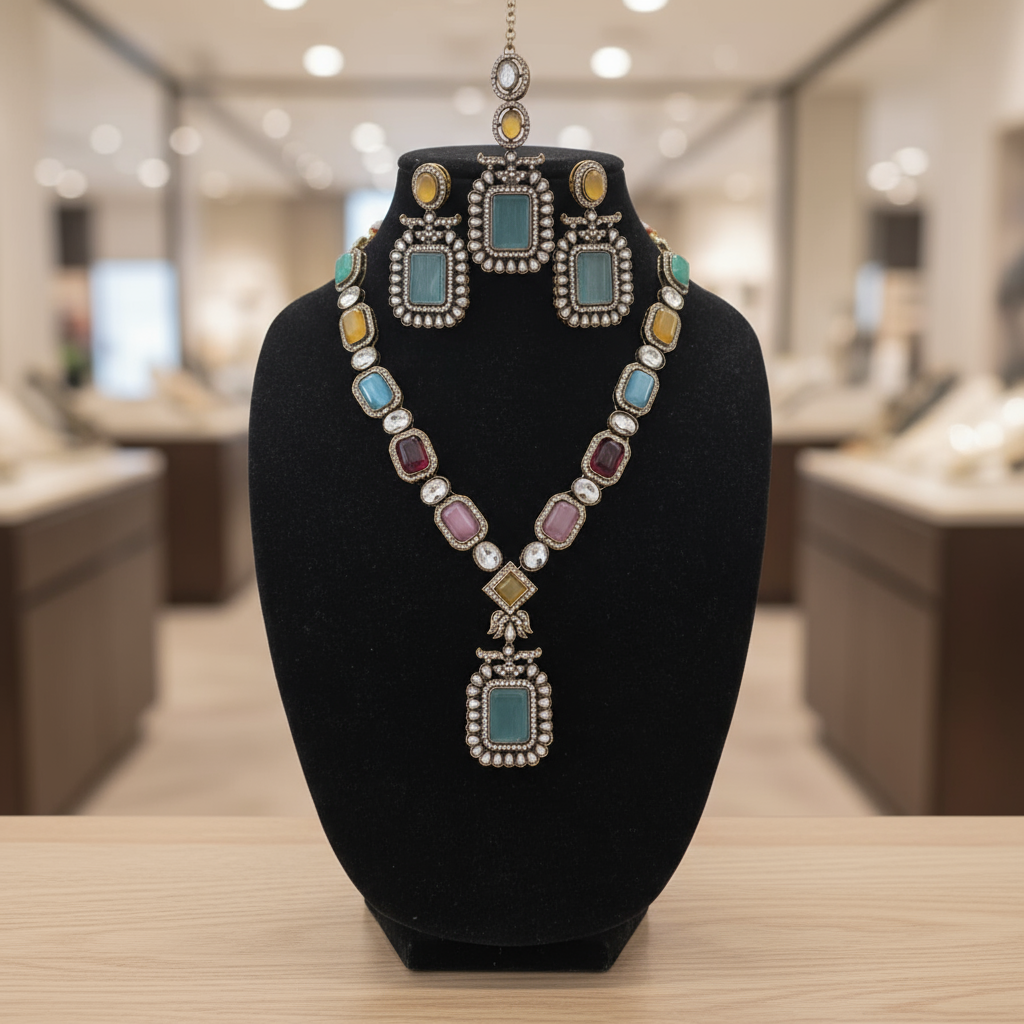 Moissanite Polki Necklace Set