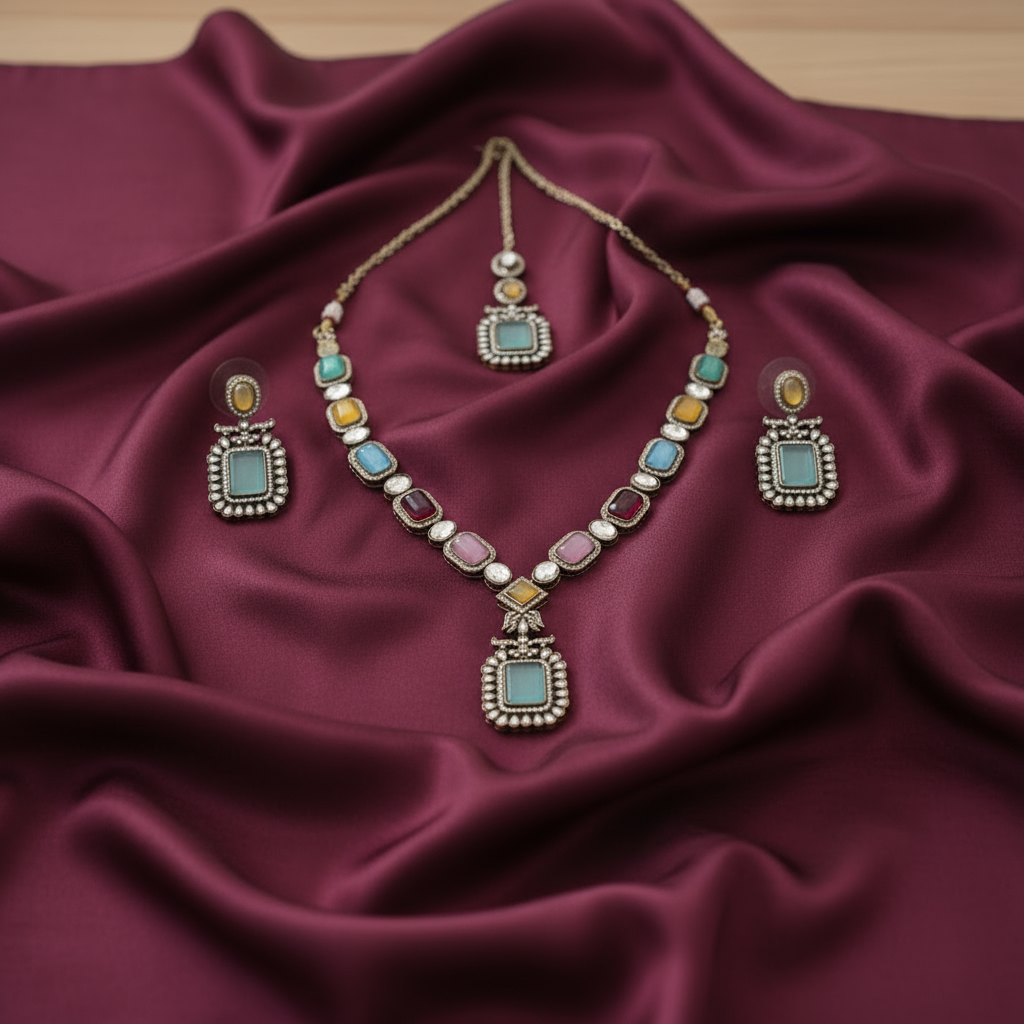 Moissanite Polki Necklace Set