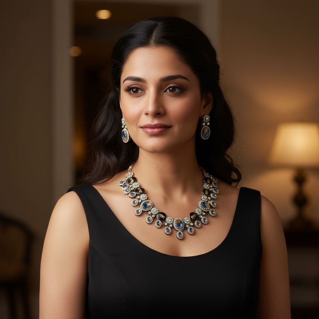 Moissanite Kundan Necklace Set